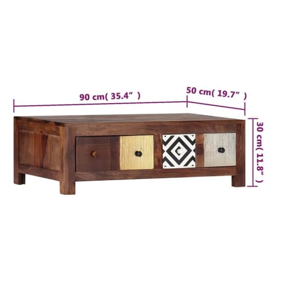 vidaXL sofabord 90x50x30 cm massivt sheeshamtræ