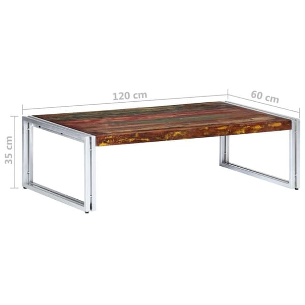 vidaXL Salongbord 120x60x35 cm gjenvunnet heltre