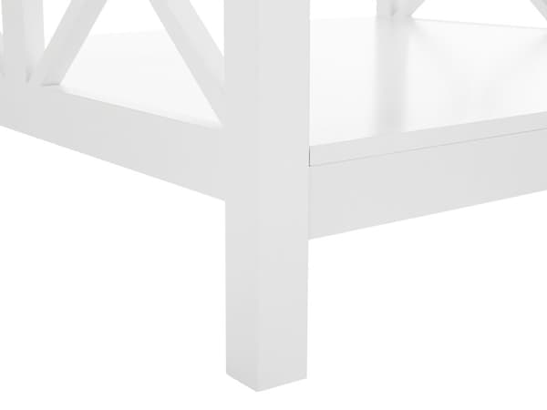 Sohvapöytä valkoinen MDF-levy 80 x 80 x 45 cm hyllyllä x-ristikkojalat perinteinen skandinaavinen tyyli