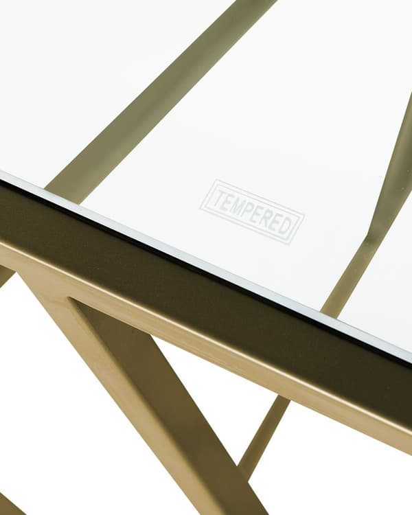 Konsolbord Metallram Glasskiva Guld 85 x 100 x 40 cm Glam