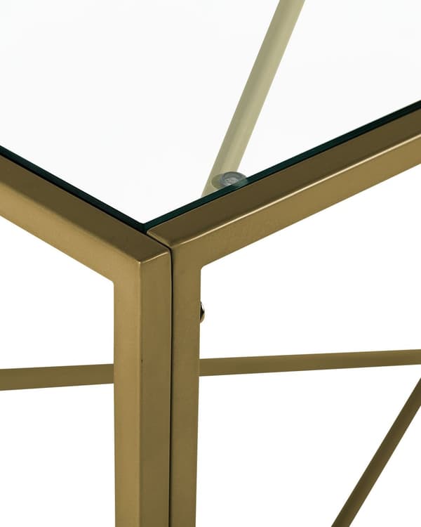 Konsolbord Metallram Glasskiva Guld 85 x 100 x 40 cm Glam