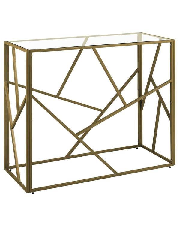 Konsolbord Metallram Glasskiva Guld 85 x 100 x 40 cm Glam