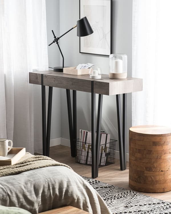 Konsolbord Mörkbrun Svart Metall 100 x 40 cm Rektangulär Industriell stil