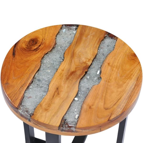 vidaXL Soffbord 40x45 cm massiv teak och polyresin