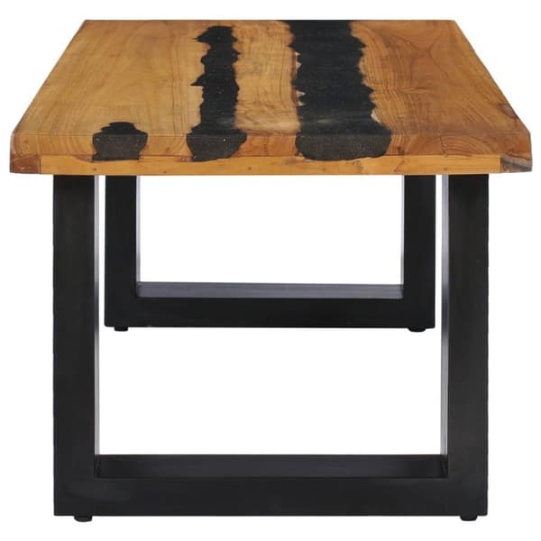 vidaXL sofabord 100 x 50 x 40 cm massivt teaktræ og lavasten