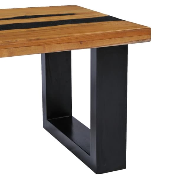vidaXL sofabord 100 x 50 x 40 cm massivt teaktræ og lavasten