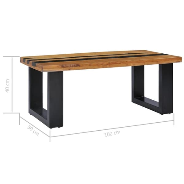 vidaXL sofabord 100 x 50 x 40 cm massivt teaktræ og lavasten