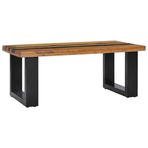 vidaXL sofabord 100 x 50 x 40 cm massivt teaktræ og lavasten