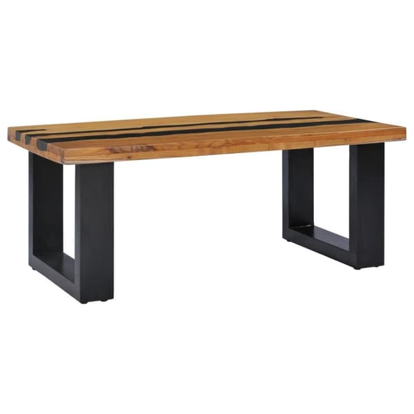vidaXL sofabord 100 x 50 x 40 cm massivt teaktræ og lavasten
