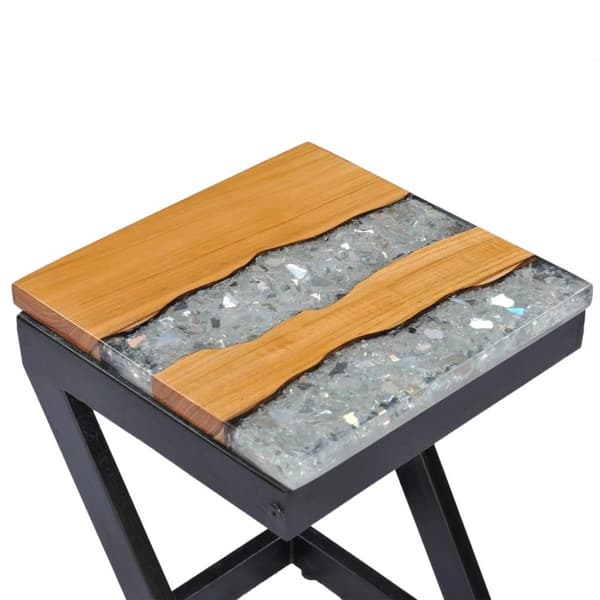 vidaXL sofabord 30 x 30 x 50 cm massivt teaktræ og polyresin