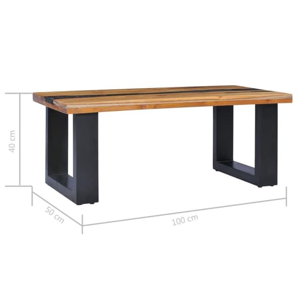 vidaXL sofabord 100 x 50 x 40 cm massivt teaktræ og polyresin