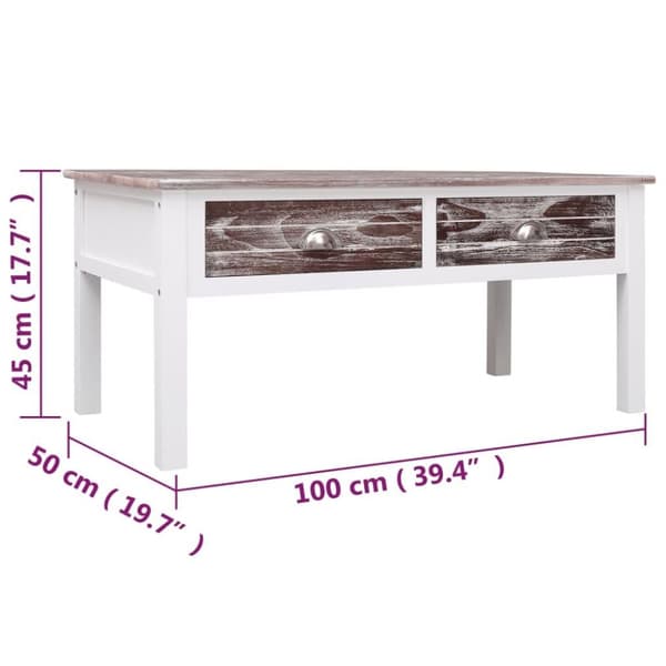 vidaXL sofabord 100 x 50 x 45 cm træ brun