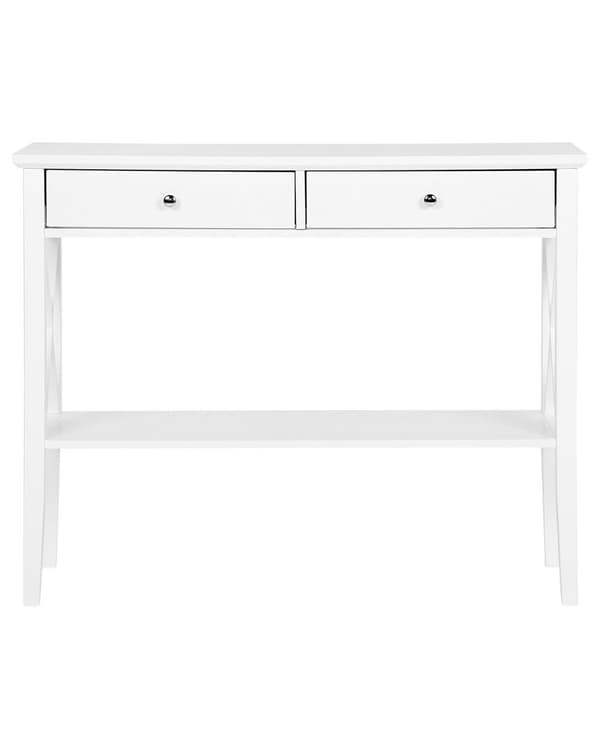 Konsolbord Vit 2 Lådor Hallmöbler 80 cm Retro Rustik Design