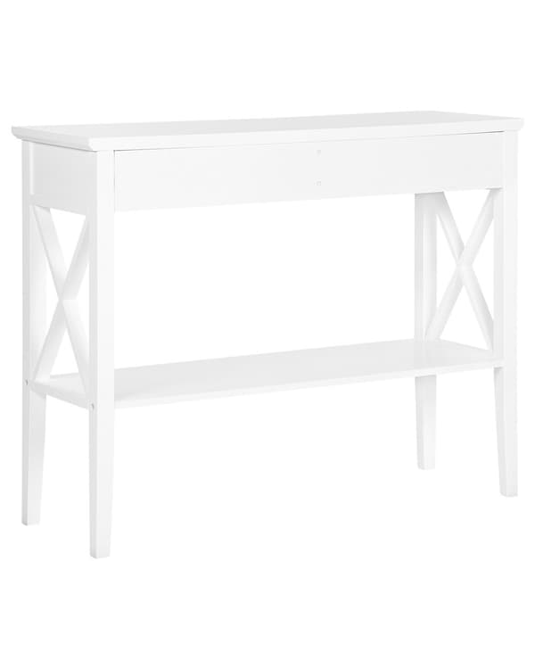 Konsolbord Vit 2 Lådor Hallmöbler 80 cm Retro Rustik Design
