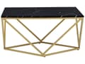 Miniatyrbild 4 av 7: Soffbord Svart Bordsskiva Guld Metallbas Tillverkat Trä Marmor Finish Glamorös Design