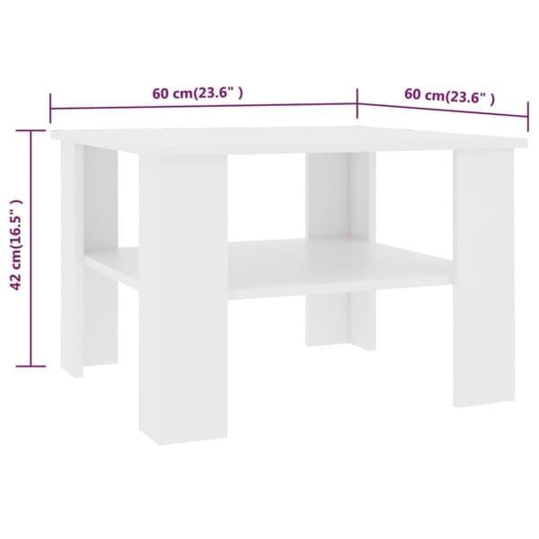 vidaXL sofabord 60x60x42 cm konstrueret træ hvid