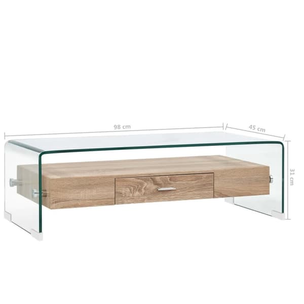 vidaXL Soffbord genomskinligt 98x45x31 cm härdat glas