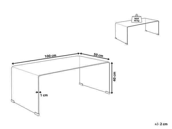 Sofabord Gennemsigtigt Hærdet Glas 100 x 50 cm Minimalistisk Stil