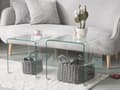 Miniatyrbillede 2 af 10: Sæt med 2 Transparente Hærdet Glas Borde i Forskellige Størrelser i Minimalistisk Stil