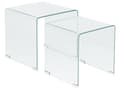 Miniatyrbillede 1 af 10: Sæt med 2 Transparente Hærdet Glas Borde i Forskellige Størrelser i Minimalistisk Stil