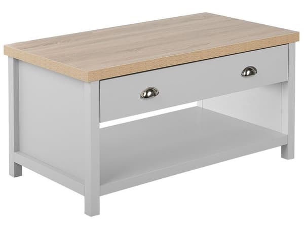 Soffbord Grå Ljust trä 110 x 55 cm Låda Rektangulär Modern