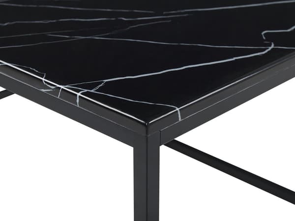 Soffbord Svart Marmor Effekt Metallben 100 x 60 cm Rektangulär Industriell Glam