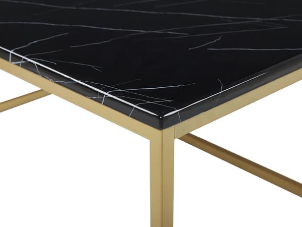Soffbord Svart Marmor Effekt Guld Metallben 100 x 60 cm Rektangulär Industriell Glam