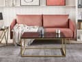 Miniatyrbild 2 av 7: Soffbord Svart Marmor Effekt Guld Metallben 100 x 60 cm Rektangulär Industriell Glam