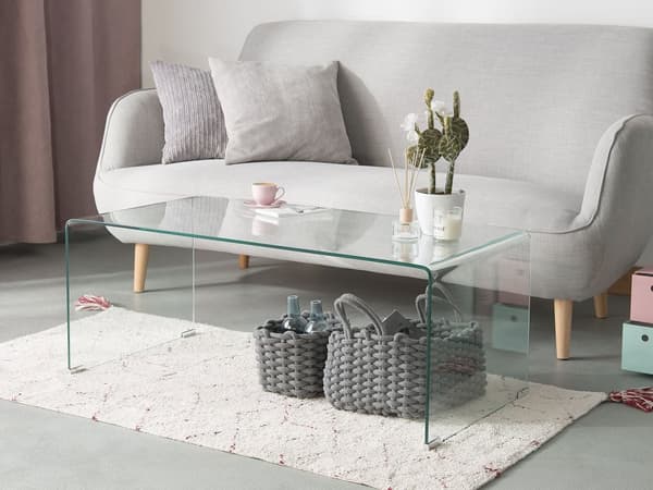 Soffbord Transparent glas 100 x 50 cm Rektangulär Minimalistisk