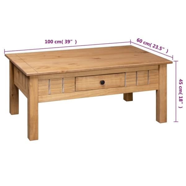vidaXL Sohvapöytä 100x60x45 cm täysi mänty Panama-sarja