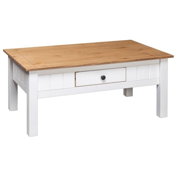 vidaXL sofabord 100x60x45 cm massivt fyrretræ Panama hvid