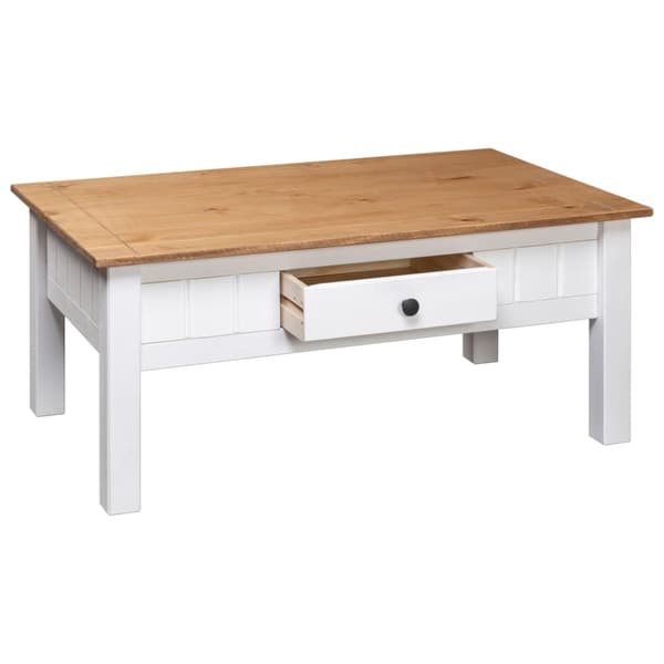 vidaXL sofabord 100x60x45 cm massivt fyrretræ Panama hvid