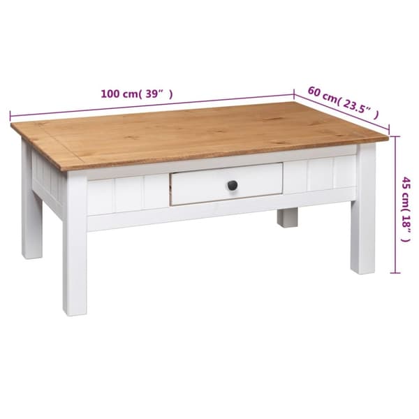 vidaXL sofabord 100x60x45 cm massivt fyrretræ Panama hvid