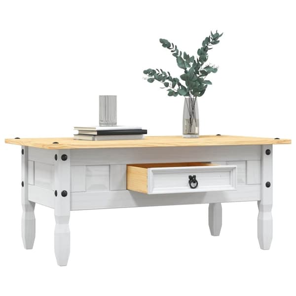vidaXL sofabord 100 x 55 x 44 cm fyrretræ Corona-serien hvid