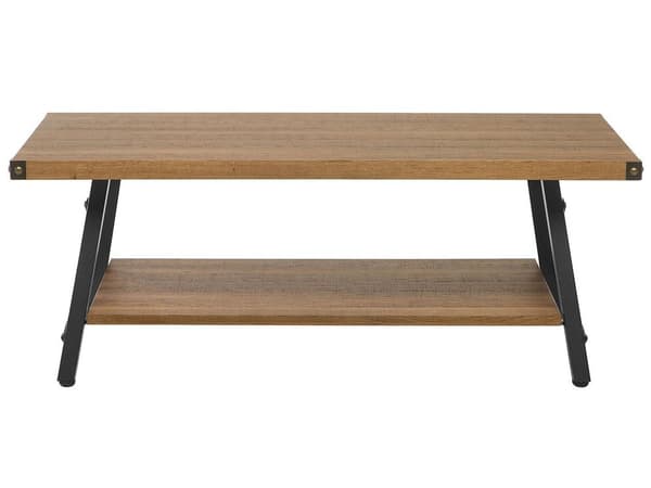 Soffbord Mörk Trä med Förvaringshylla 100 x 55 cm Modern Industriell Vardagsrum