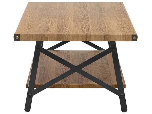 Soffbord Mörk Trä med Förvaringshylla 100 x 55 cm Modern Industriell Vardagsrum