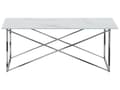 Miniatyrbillede 4 af 7: Sofabord Hvid Top Sølv Ben Hærdet Glasplade Rustfrit Stål Understel 100 x 50 cm Glamourøst Minimalistisk Design