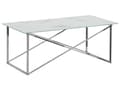 Miniatyrbillede 1 af 7: Sofabord Hvid Top Sølv Ben Hærdet Glasplade Rustfrit Stål Understel 100 x 50 cm Glamourøst Minimalistisk Design