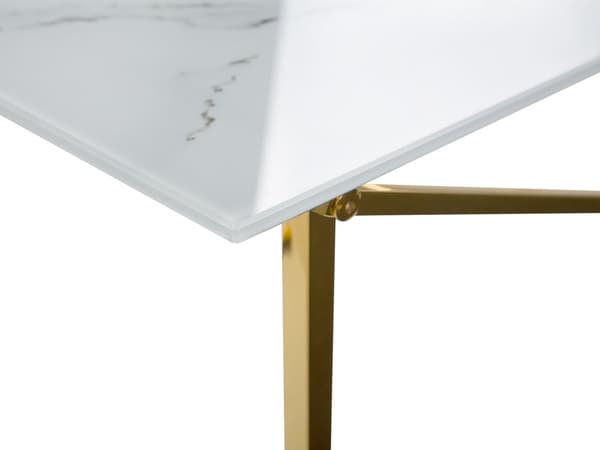 Sofabord Marmoreffekt Hvid Top Sølv Ben Hærdet glasplade Rustfrit stål Understel 100 x 50 cm Glamourøst Minimalistisk