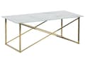 Miniatyrbillede 1 af 7: Sofabord Marmoreffekt Hvid Top Sølv Ben Hærdet glasplade Rustfrit stål Understel 100 x 50 cm Glamourøst Minimalistisk