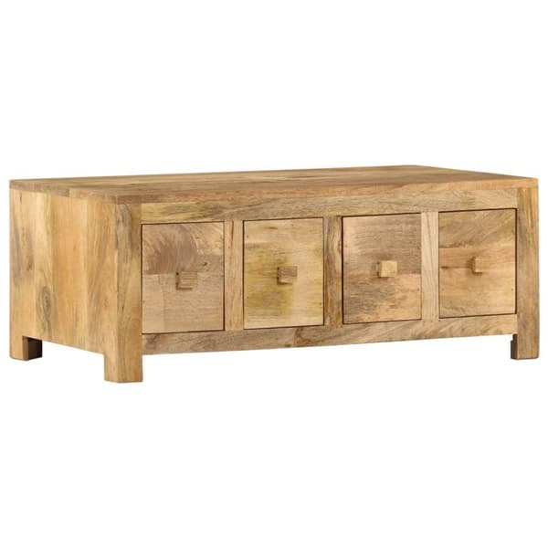 vidaXL Soffbord med 4 lådor 90x50x35 cm massivt mangoträ