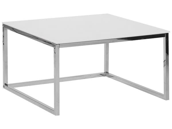 Sofaborde Hvid Blank Hærdetglas Sølv Krom Rustfrit Stål Stel 50 / 60 cm Firkantet Indskudsborde Minimalistisk Glam Plads Skabende Indretning