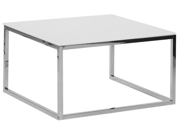Sofaborde Hvid Blank Hærdetglas Sølv Krom Rustfrit Stål Stel 50 / 60 cm Firkantet Indskudsborde Minimalistisk Glam Plads Skabende Indretning