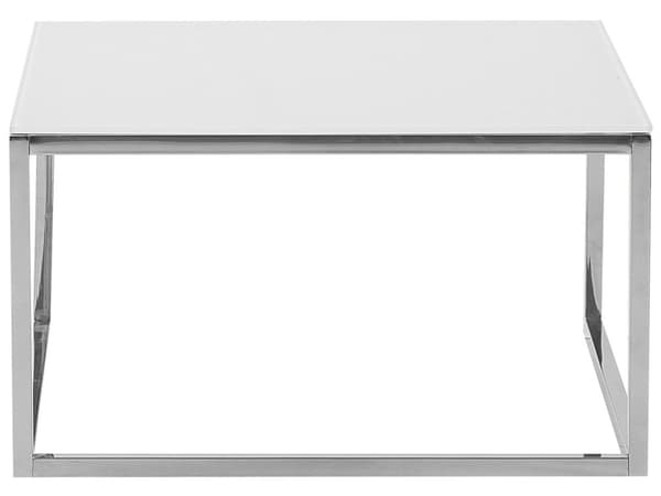 Sofaborde Hvid Blank Hærdetglas Sølv Krom Rustfrit Stål Stel 50 / 60 cm Firkantet Indskudsborde Minimalistisk Glam Plads Skabende Indretning