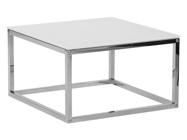 Sofaborde Hvid Blank Hærdetglas Sølv Krom Rustfrit Stål Stel 50 / 60 cm Firkantet Indskudsborde Minimalistisk Glam Plads Skabende Indretning