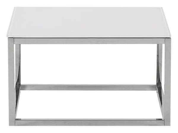 Sofaborde Hvid Blank Hærdetglas Sølv Krom Rustfrit Stål Stel 50 / 60 cm Firkantet Indskudsborde Minimalistisk Glam Plads Skabende Indretning