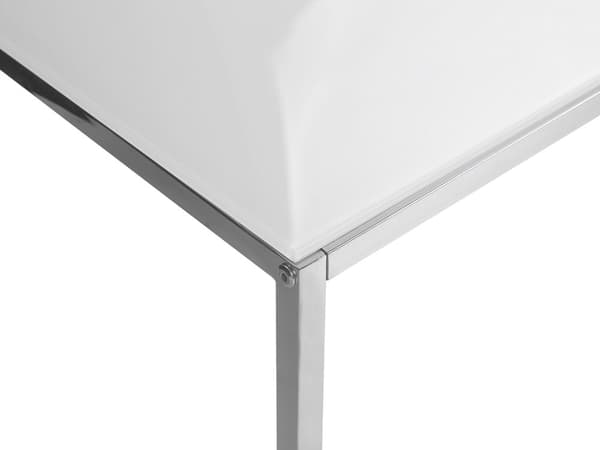 Sofaborde Hvid Blank Hærdetglas Sølv Krom Rustfrit Stål Stel 50 / 60 cm Firkantet Indskudsborde Minimalistisk Glam Plads Skabende Indretning