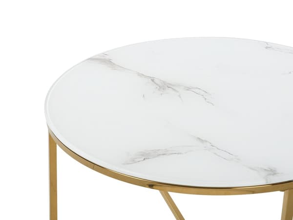 Soffbord Vit Guld Marmoreffekt 70 cm Glam Modern Minimalistisk