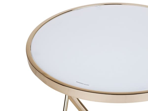 Sivupöytä valkoinen kulta metalli karkaistu lasi ⌀ 50 x 55 cm pyöreä moderni glamour tyyli