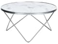 Pikkukuva 1 / 6: Sohvapöytä valkoinen hopea metalli karkaistu lasi ⌀ 80 x 40 cm marmorikuvio pyöreä moderni glamour tyyli